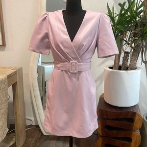 Lavender belted dress with pockets